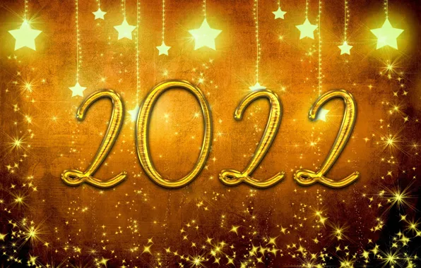 Stars, figures, New year, gold, 2022