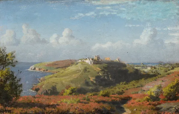 Danish painter, 1882, Peter Merk Of Menstad, Peder Mørk Mønsted, Summer landscape, Danish realist painter, …