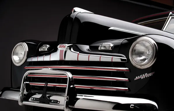 Chrome, Coupe, retro cars, grille, Convertible, 1946, retro cars, Ford V8 Super Deluxe