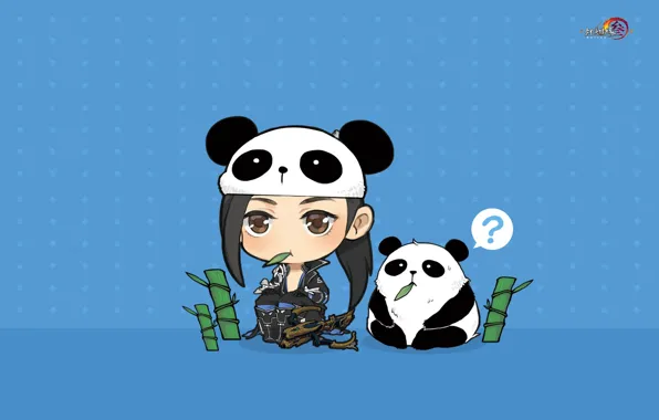 Picture the game, anime, bamboo, art, Panda, pet, Gian Vang, Tibetan sword