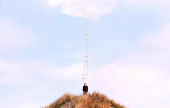 Picture girl, cloud, ladder