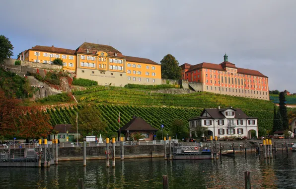 The city, river, photo, home, Germany, Meersburg