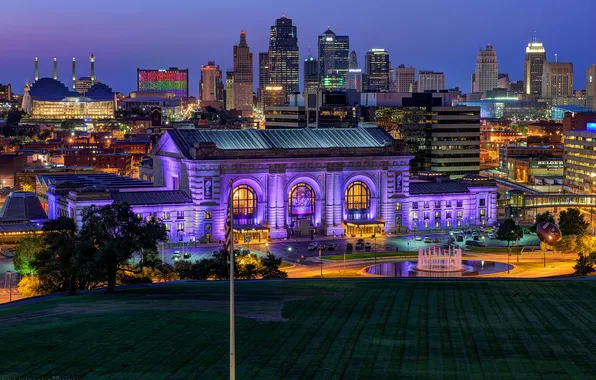 Night, lights, home, Missouri, USA, Kansas City
