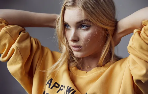 Look, girl, hair, makeup, jacket, Elsa Hosk