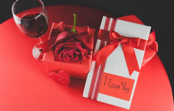 Wine, glass, tape, red, love, romantic, hearts, valentine's day