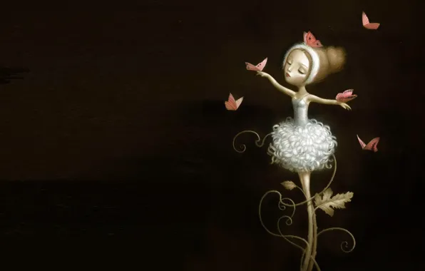 Picture flower, butterfly, art, ballerina, chrysanthemum, children's, Nicoletta Ceccoli, Tarot Nicoletta, Ceccoli