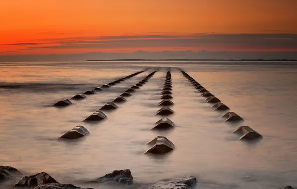 Sea, landscape, sunset