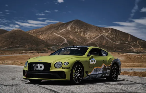 Picture coupe, Bentley, Continental GT, Pikes Peak, 2019, mountains in the background, 626 HP