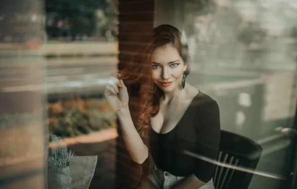 Picture look, girl, hair, window, Jiri Tulach