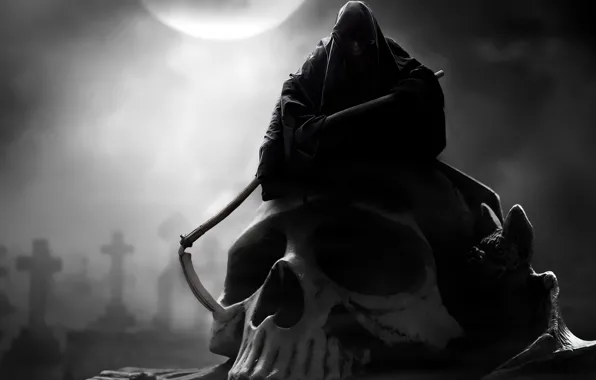 Picture death, fiction, skull, cemetery