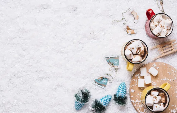 Snow, holiday, new year, sled, bumps, Snow, skates, decor