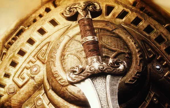 Picture weapons, sword, shield, blade, Skyrim, The Elder Scrolls V