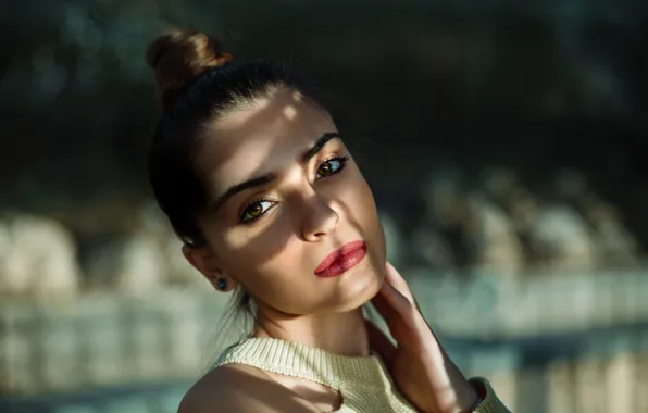 Look, girl, face, portrait, shadow, makeup, bokeh, Vanya Tufkova