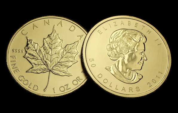 Gold, Canada, money, coin