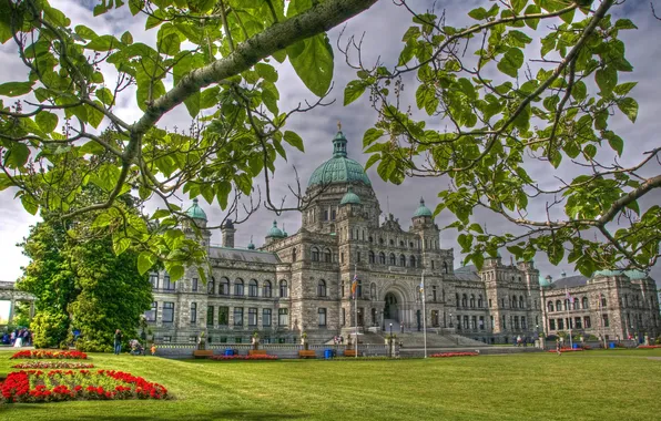 Picture grass, leaves, branches, the city, photo, lawn, HDR, Canada