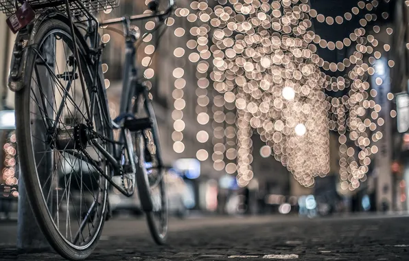 Picture macro, bike, lights, background, Wallpaper, mood, blur, wheel