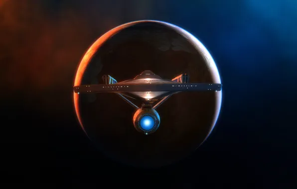 Stars, Planet, Space, Nebula, Ship, Stars, Space, Enterprise