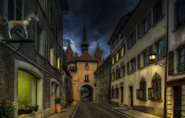 The city, street, Jura, Porrentruy