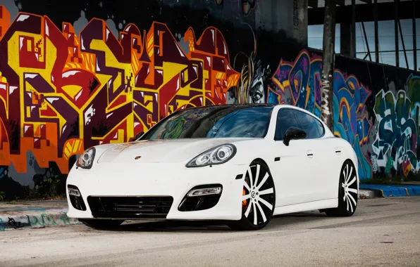 Picture Panamera, Porshe, White, Wheels, Forgiato