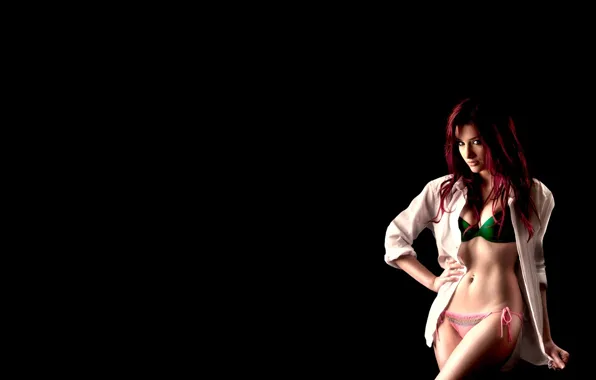 Girl, darkness, model, red, red, girl, beauty, model
