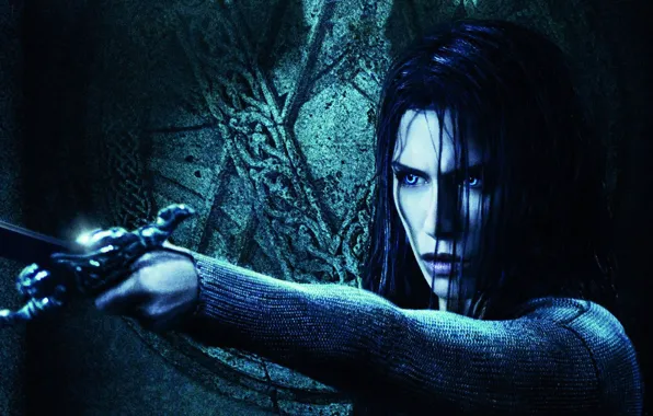 Figure, Look, Sword, Actress, Movie, Brunette, Rhona Mitra, Art