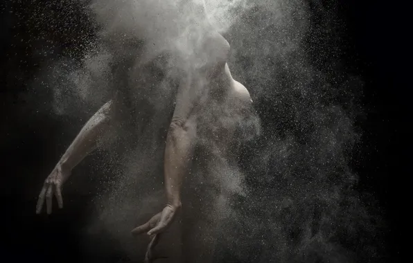 Girl, time, body, dust, hands