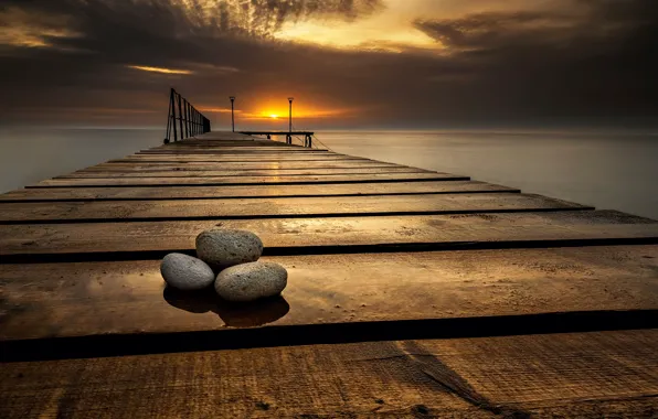 Picture sea, beach, landscape, sunset, nature, sunrise, stones, shore, pier, pierce, nature, sunset, seascape, beautiful, sunrise, …