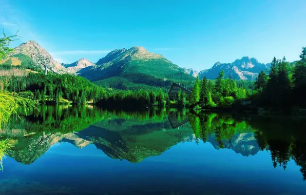 Reflection, Mountains, Lake