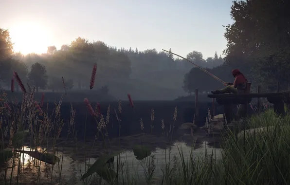 Water, landscape, lake, beauty, fisherman, rod, cryengine 3