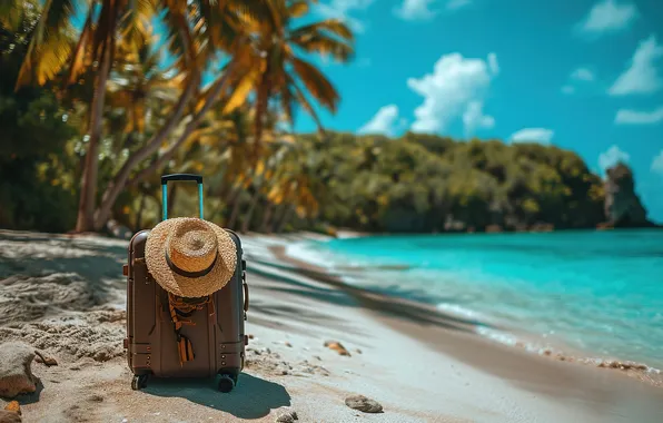 Sea, beach, summer, stay, suitcase, summer, holidays, resort