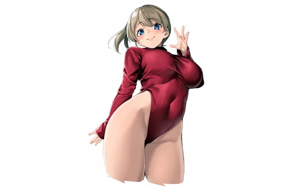 Girl, sexy, brown hair, boobs, anime, blue eyes, beautiful, short hair