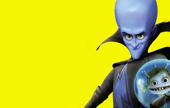 Picture fish, yellow background, Megamind, Megamind