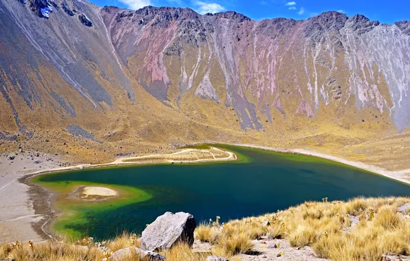 Picture mountains, lake, stones, Mexico, Nevado de Toluca, Nevado de Toluca