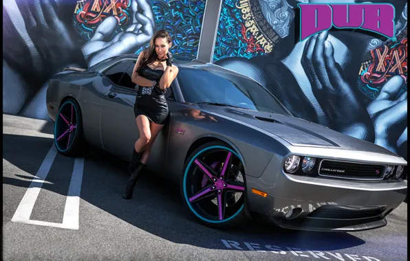 Auto, look, girl, graffiti, Girls, Dodge