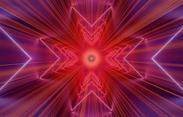 Red, rays, swirl, fractal, by ParallelVision