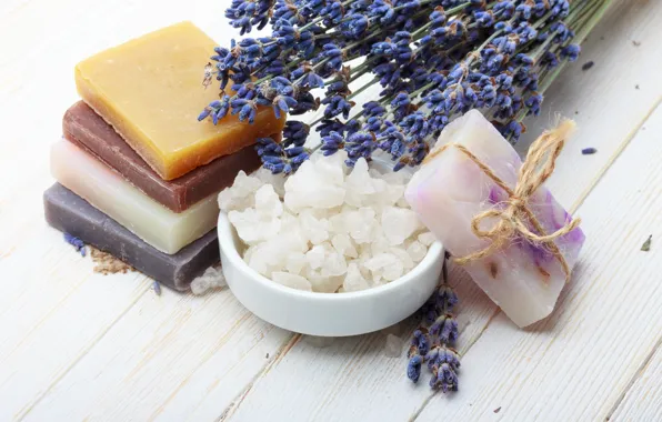 Picture lavender, sea salt, lavender flowers, lavender soap