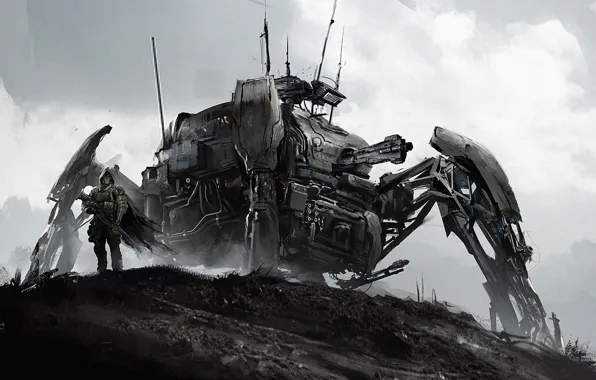 Robot, spider, art, mercenary, mech