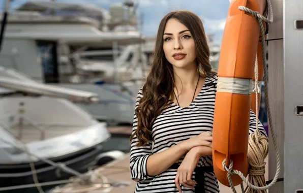 Picture look, girl, face, sailor, long hair, lifeline, Albina, Sergey Artamonov