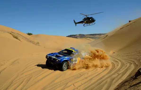 Sea, Volkswagen, Helicopter, Race, Touareg, Rally, Dakar, SUV