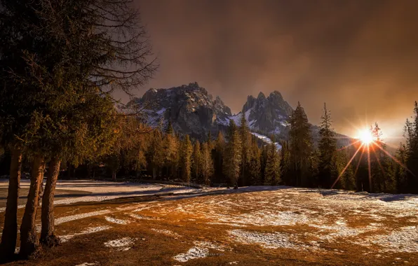 Picture sunset, mountains, nature