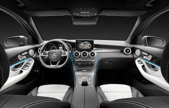 Picture Mercedes-Benz, interior, the wheel, salon, Mercedes, the instrument panel, torpedo, 4MATIC, 2015, X205, GLC 350