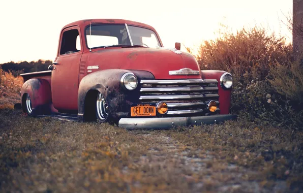 Picture chevrolet, old, pickup, chevy, stance, rat