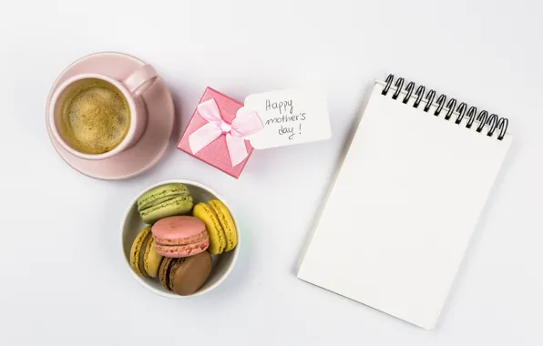 Gift, cookies, Notepad, coffe, macaron