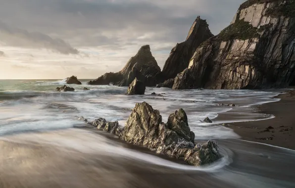 Picture coast, rocks, sea, South Devon