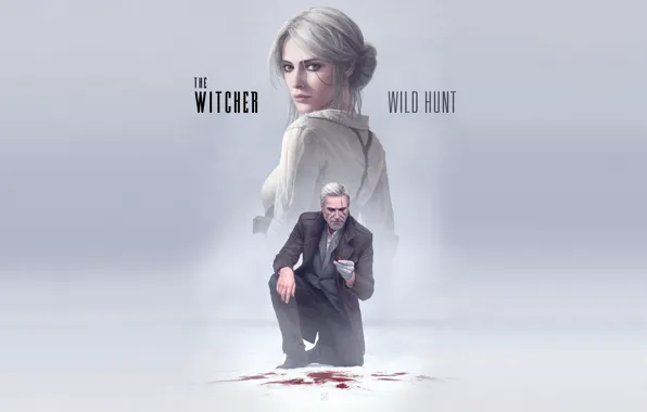 Girl, background, blood, the game, art, Noir, scar, The Witcher