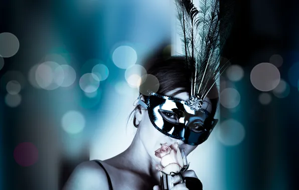 Picture sexy, flower, woman, mask