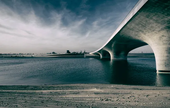Bridge, the city, river