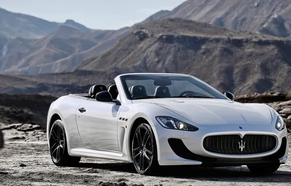 Maserati, Mountains, White, Convertible, Maserati, Car, Car, White