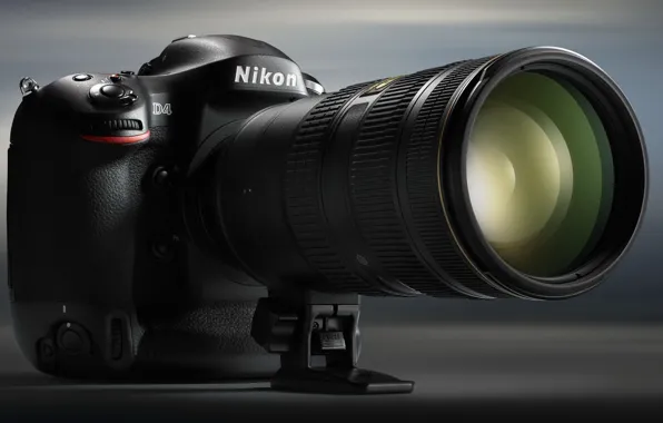 The camera, lens, Nikon D4