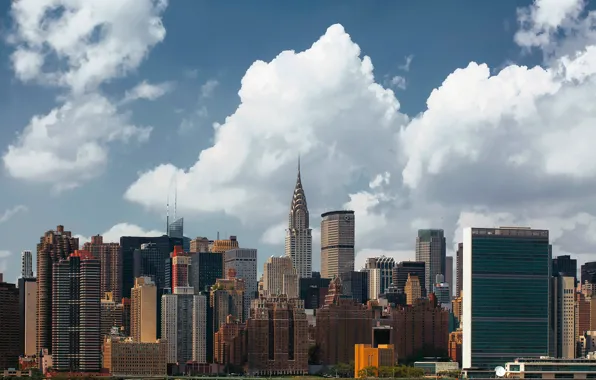 Clouds, the city, building, USA, New York